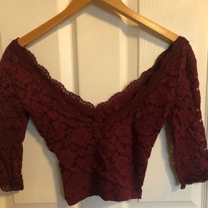 Kimchi Blue Tops - Lace Deep V Crop Top Kimchi Blue Tops - Lace Deep V Crop Top